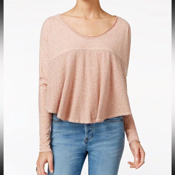 We The Free People Women’s Sz M Cloud Nine Boxy Top Pullover Dusty Pink Relaxed - Picture 1 of 9